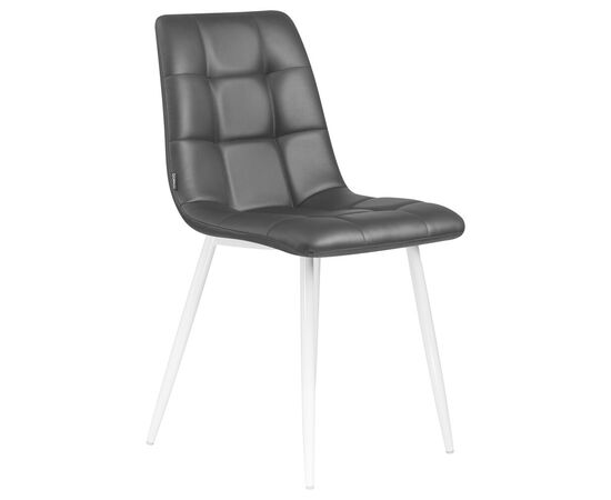 Стул обеденный DOBRIN ALEX, белые ножки, чёрная экокожа (P-01), Вариант: белые ножки, чёрная экокожа (P-01), изображение 2 | Интернет магазин мебели и декора LifeDekor
