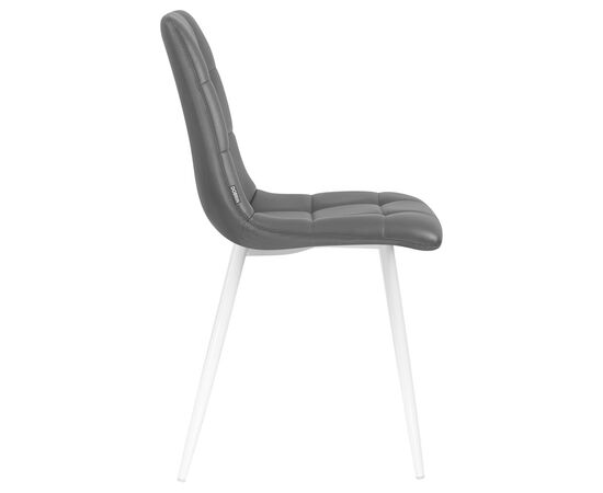 Стул обеденный DOBRIN ALEX, белые ножки, чёрная экокожа (P-01), Вариант: белые ножки, чёрная экокожа (P-01), изображение 3 | Интернет магазин мебели и декора LifeDekor