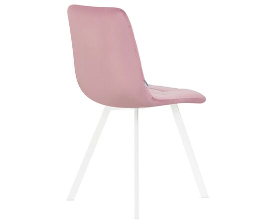 Стул обеденный DOBRIN ALEX SQUARE, белые ножки, розовый велюр (V108-15), Вариант: белые ножки, розовый велюр (V108-15), изображение 4 | Интернет магазин мебели и декора LifeDekor