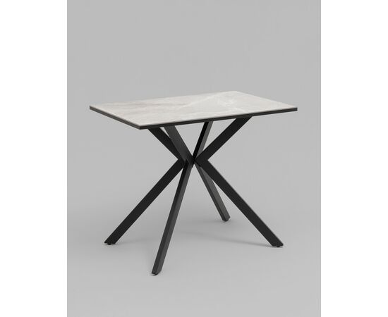 Стол Мармер мини нераскладной 90х60х75 см, столешница IT.MID.GRAY, подстолье металл черный, изображение 2 | Интернет магазин мебели и декора LifeDekor