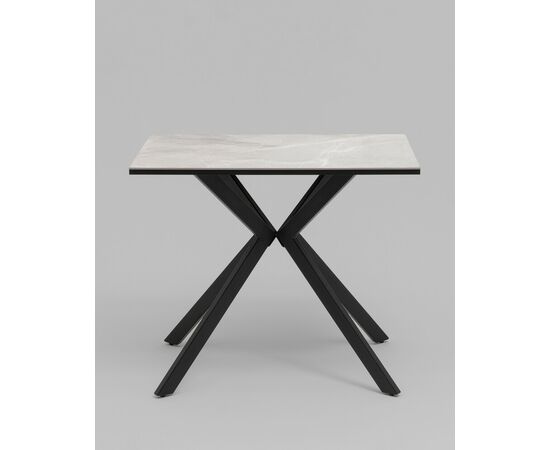Стол Мармер мини нераскладной 90х60х75 см, столешница IT.MID.GRAY, подстолье металл черный, изображение 3 | Интернет магазин мебели и декора LifeDekor