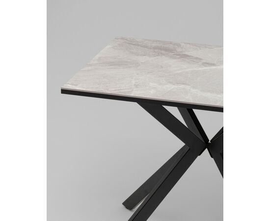 Стол Мармер мини нераскладной 90х60х75 см, столешница IT.MID.GRAY, подстолье металл черный, изображение 6 | Интернет магазин мебели и декора LifeDekor