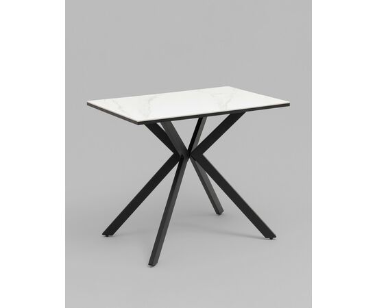 Стол Мармер мини нераскладной 90х60х75 см, столешница SNOW WHITE, подстолье металл черный, изображение 2 | Интернет магазин мебели и декора LifeDekor