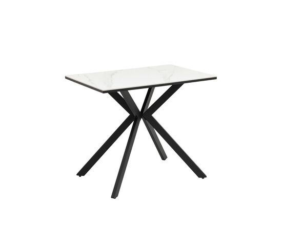 Стол Мармер мини нераскладной 90х60х75 см, столешница SNOW WHITE, подстолье металл черный | Интернет магазин мебели и декора LifeDekor