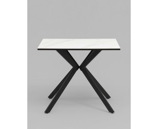 Стол Мармер мини нераскладной 90х60х75 см, столешница SNOW WHITE, подстолье металл черный, изображение 3 | Интернет магазин мебели и декора LifeDekor