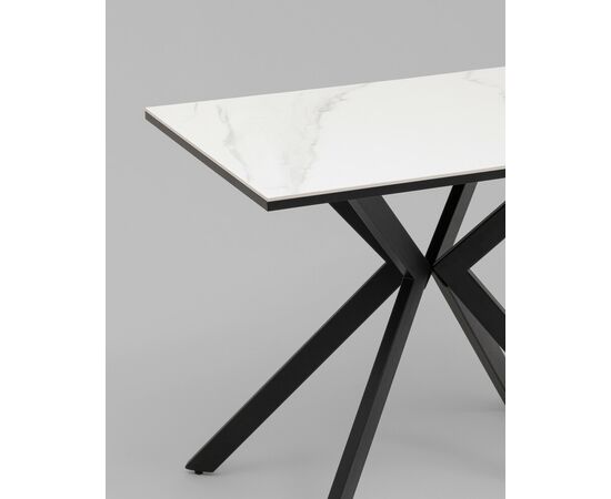 Стол Мармер мини нераскладной 90х60х75 см, столешница SNOW WHITE, подстолье металл черный, изображение 4 | Интернет магазин мебели и декора LifeDekor