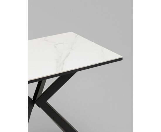 Стол Мармер мини нераскладной 90х60х75 см, столешница SNOW WHITE, подстолье металл черный, изображение 5 | Интернет магазин мебели и декора LifeDekor