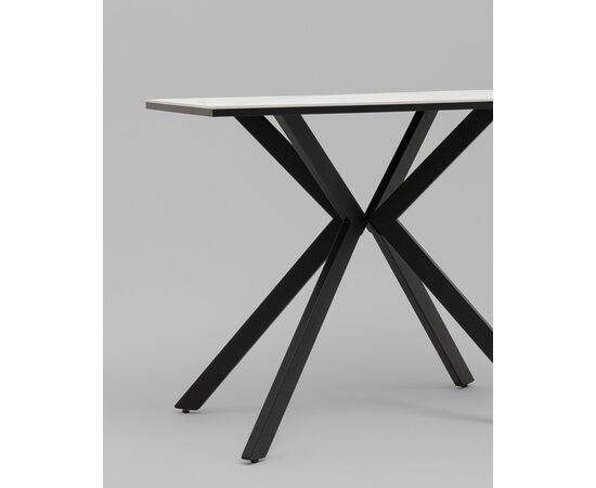 Стол Мармер мини нераскладной 90х60х75 см, столешница SNOW WHITE, подстолье металл черный, изображение 6 | Интернет магазин мебели и декора LifeDekor