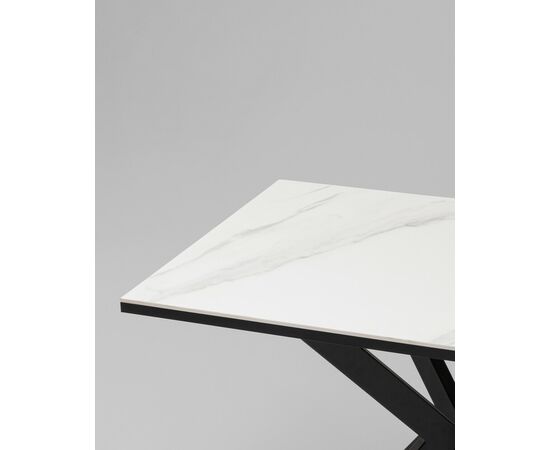 Стол Мармер мини нераскладной 90х60х75 см, столешница SNOW WHITE, подстолье металл черный, изображение 7 | Интернет магазин мебели и декора LifeDekor