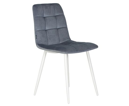 Стул обеденный DOBRIN CHILLY, Серо-голубой Holland 14, основание белое, изображение 2 | Интернет магазин мебели и декора LifeDekor