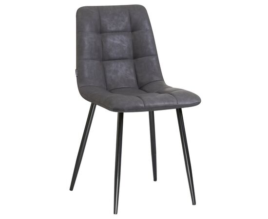Стул обеденный DOBRIN ALEX, черные матовые ножки, серая антрацитовая винтажная экокожа (RU-08), Вариант: черные матовые ножки, серая антрацитовая винтажная экокожа (RU-08) | Интернет магазин мебели и декора LifeDekor