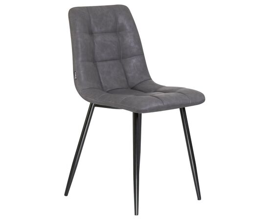 Стул обеденный DOBRIN ALEX, черные матовые ножки, серая антрацитовая винтажная экокожа (RU-08), Вариант: черные матовые ножки, серая антрацитовая винтажная экокожа (RU-08), изображение 2 | Интернет магазин мебели и декора LifeDekor