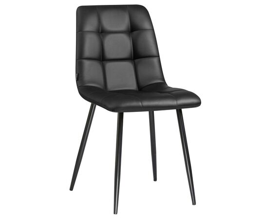 Стул обеденный DOBRIN ALEX, черные матовые ножки, чёрная экокожа (P-01), Вариант: черные матовые ножки, чёрная экокожа (P-01) | Интернет магазин мебели и декора LifeDekor