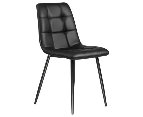 Стул обеденный DOBRIN ALEX, черные матовые ножки, чёрная экокожа (P-01), Вариант: черные матовые ножки, чёрная экокожа (P-01), изображение 2 | Интернет магазин мебели и декора LifeDekor