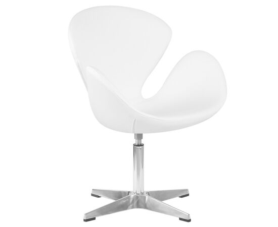 Кресло дизайнерское DOBRIN SWAN, белый кожзам P23, алюминиевое основание, Вариант: белый кожзам P23, алюминиевое основание, изображение 2 | Интернет магазин мебели и декора LifeDekor