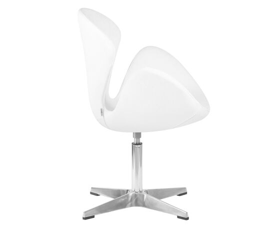 Кресло дизайнерское DOBRIN SWAN, белый кожзам P23, алюминиевое основание, Вариант: белый кожзам P23, алюминиевое основание, изображение 3 | Интернет магазин мебели и декора LifeDekor