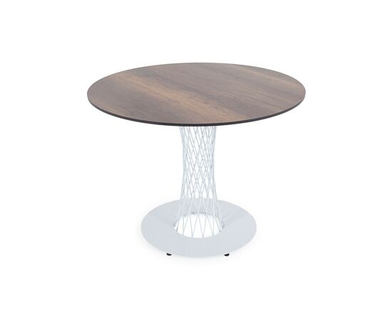 "Диего" обеденный стол из HPL круглый Ø100см, цвет "дуб", каркас белый | Интернет магазин мебели и декора LifeDekor