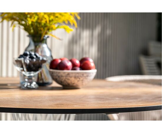 "Диего" обеденный стол из HPL круглый Ø100см, цвет "дуб", каркас белый, изображение 9 | Интернет магазин мебели и декора LifeDekor