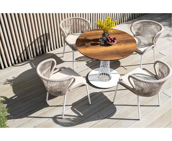 "Диего" обеденный стол из HPL круглый Ø100см, цвет "дуб", каркас белый, изображение 11 | Интернет магазин мебели и декора LifeDekor