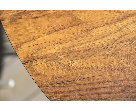 "Диего" обеденный стол из HPL круглый Ø100см, цвет "дуб", каркас белый, изображение 12 | Интернет магазин мебели и декора LifeDekor