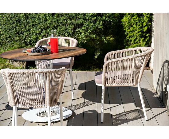 "Диего" обеденный стол из HPL круглый Ø100см, цвет "дуб", каркас белый, изображение 13 | Интернет магазин мебели и декора LifeDekor