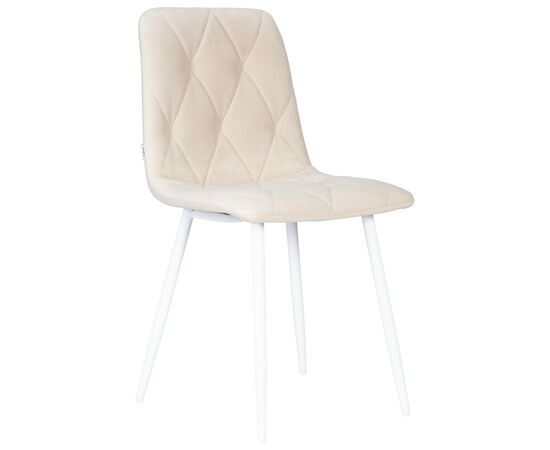 Набор 4 шт Стул обеденный DOBRIN CHILLY ROMBO, Бежевый Simple 44, основание белое, Вариант: Бежевый Simple 44, основание белое, изображение 2 | Интернет магазин мебели и декора LifeDekor