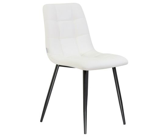 Стул обеденный DOBRIN ALEX, черные матовые ножки, белая экокожа (P-02), Вариант: черные матовые ножки, белая экокожа (P-02), изображение 2 | Интернет магазин мебели и декора LifeDekor
