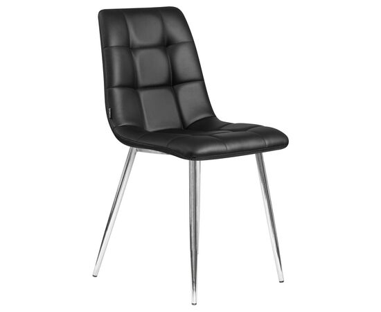 Стул обеденный DOBRIN ALEX, хром ножки, чёрная экокожа (P-01), Вариант: хром ножки, чёрная экокожа (P-01), изображение 2 | Интернет магазин мебели и декора LifeDekor