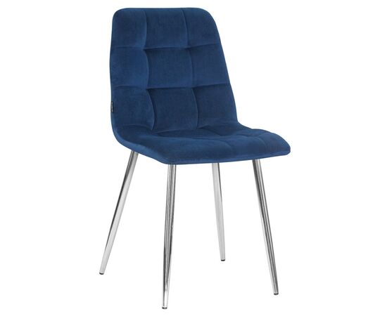 Стул обеденный DOBRIN ALEX, хром ножки, темно-синий велюр (V108-67), Вариант: хром ножки, темно-синий велюр (V108-67) | Интернет магазин мебели и декора LifeDekor