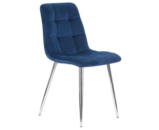 Стул обеденный DOBRIN ALEX, хром ножки, темно-синий велюр (V108-67), Вариант: хром ножки, темно-синий велюр (V108-67), изображение 2 | Интернет магазин мебели и декора LifeDekor