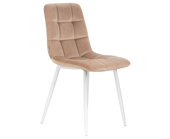 Стул обеденный DOBRIN ALEX, белые ножки, мокко велюр (V108-104),, Вариант: белые ножки, мокко велюр (V108-104),, изображение 2 | Интернет магазин мебели и декора LifeDekor