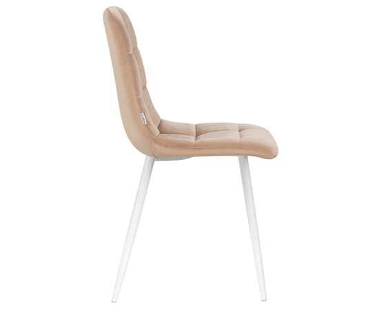 Стул обеденный DOBRIN ALEX, белые ножки, мокко велюр (V108-104),, Вариант: белые ножки, мокко велюр (V108-104),, изображение 3 | Интернет магазин мебели и декора LifeDekor