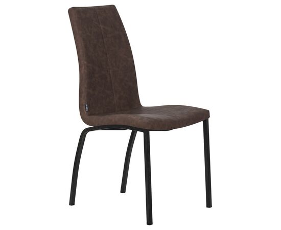Стул обеденный DOBRIN MARK, черные ножки, коричневая винтажная экокожа (RU-05), Вариант: черные ножки, коричневая винтажная экокожа (RU-05), изображение 2 | Интернет магазин мебели и декора LifeDekor