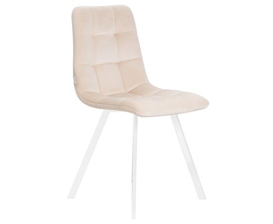 Стул обеденный DOBRIN ALEX SQUARE, белые ножки, кремовый велюр (V108-113), Вариант: белые ножки, кремовый велюр (V108-113), изображение 2 | Интернет магазин мебели и декора LifeDekor