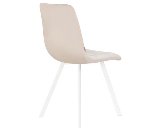 Стул обеденный DOBRIN ALEX SQUARE, белые ножки, кремовый велюр (V108-113), Вариант: белые ножки, кремовый велюр (V108-113), изображение 4 | Интернет магазин мебели и декора LifeDekor