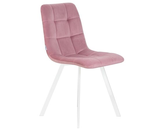 Стул обеденный DOBRIN ALEX SQUARE, белые ножки, розовый велюр (V108-15), Вариант: белые ножки, розовый велюр (V108-15), изображение 2 | Интернет магазин мебели и декора LifeDekor