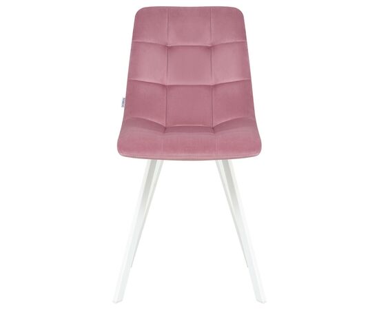 Стул обеденный DOBRIN ALEX SQUARE, белые ножки, розовый велюр (V108-15), Вариант: белые ножки, розовый велюр (V108-15), изображение 6 | Интернет магазин мебели и декора LifeDekor