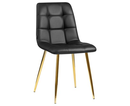 Стул обеденный DOBRIN ALEX, золотые ножки, чёрная экокожа (P-01), Вариант: золотые ножки, чёрная экокожа (P-01) | Интернет магазин мебели и декора LifeDekor