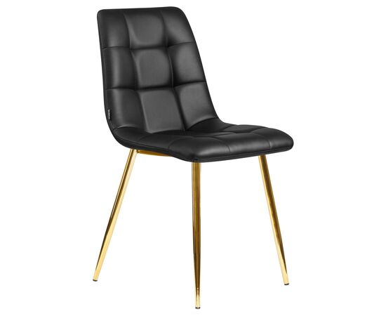 Стул обеденный DOBRIN ALEX, золотые ножки, чёрная экокожа (P-01), Вариант: золотые ножки, чёрная экокожа (P-01), изображение 2 | Интернет магазин мебели и декора LifeDekor