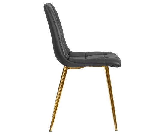 Стул обеденный DOBRIN ALEX, золотые ножки, чёрная экокожа (P-01), Вариант: золотые ножки, чёрная экокожа (P-01), изображение 3 | Интернет магазин мебели и декора LifeDekor