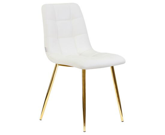 Стул обеденный DOBRIN ALEX, золотые ножки, белая экокожа (P-02), Вариант: золотые ножки, белая экокожа (P-02), изображение 2 | Интернет магазин мебели и декора LifeDekor