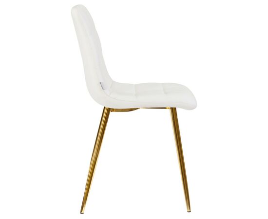 Стул обеденный DOBRIN ALEX, золотые ножки, белая экокожа (P-02), Вариант: золотые ножки, белая экокожа (P-02), изображение 3 | Интернет магазин мебели и декора LifeDekor