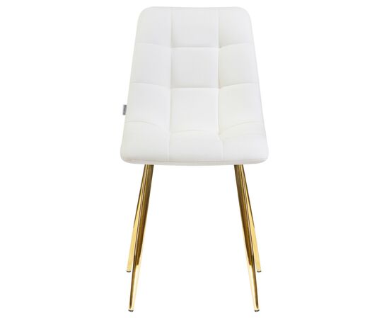 Стул обеденный DOBRIN ALEX, золотые ножки, белая экокожа (P-02), Вариант: золотые ножки, белая экокожа (P-02), изображение 6 | Интернет магазин мебели и декора LifeDekor