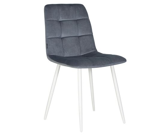 Набор 4 шт Стул обеденный DOBRIN CHILLY, Серо-голубой Holland 14, основание белое, Вариант: Серо-голубой Holland 14, основание белое, изображение 2 | Интернет магазин мебели и декора LifeDekor