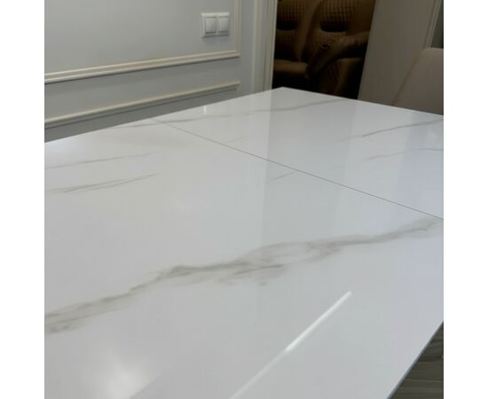 Стол керамический Кондор100-140*70 белый глянец/золото, изображение 9 | Интернет магазин мебели и декора LifeDekor