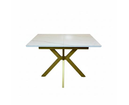 Стол керамический Кондор100-140*70 белый глянец/золото, изображение 5 | Интернет магазин мебели и декора LifeDekor