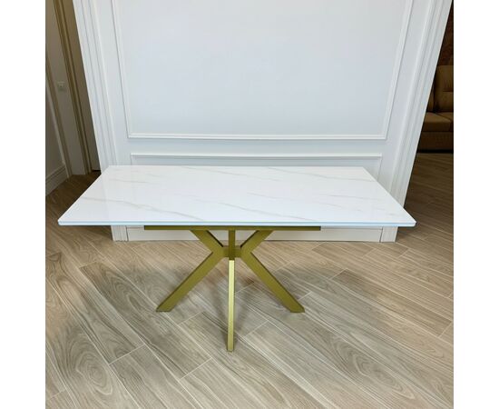 Стол керамический Кондор100-140*70 белый глянец/золото, изображение 12 | Интернет магазин мебели и декора LifeDekor