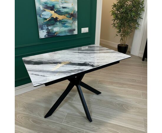 Стол керамический Кондор100-140*70 контрастный мрамор/черный, изображение 2 | Интернет магазин мебели и декора LifeDekor