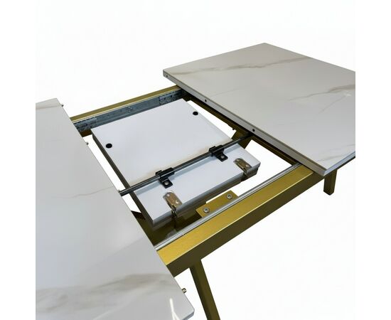 Стол керамический Кондор100-140*70 белый глянец/золото, изображение 11 | Интернет магазин мебели и декора LifeDekor