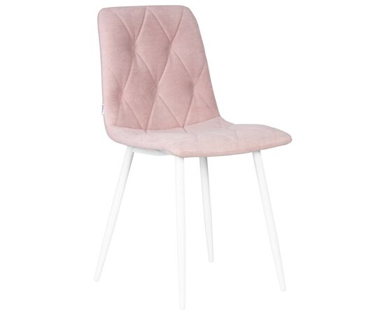 Набор 4 шт Стул обеденный DOBRIN CHILLY ROMBO, Розовый Simple 03, основание белый, Вариант: Розовый Simple 03, основание белый, изображение 2 | Интернет магазин мебели и декора LifeDekor